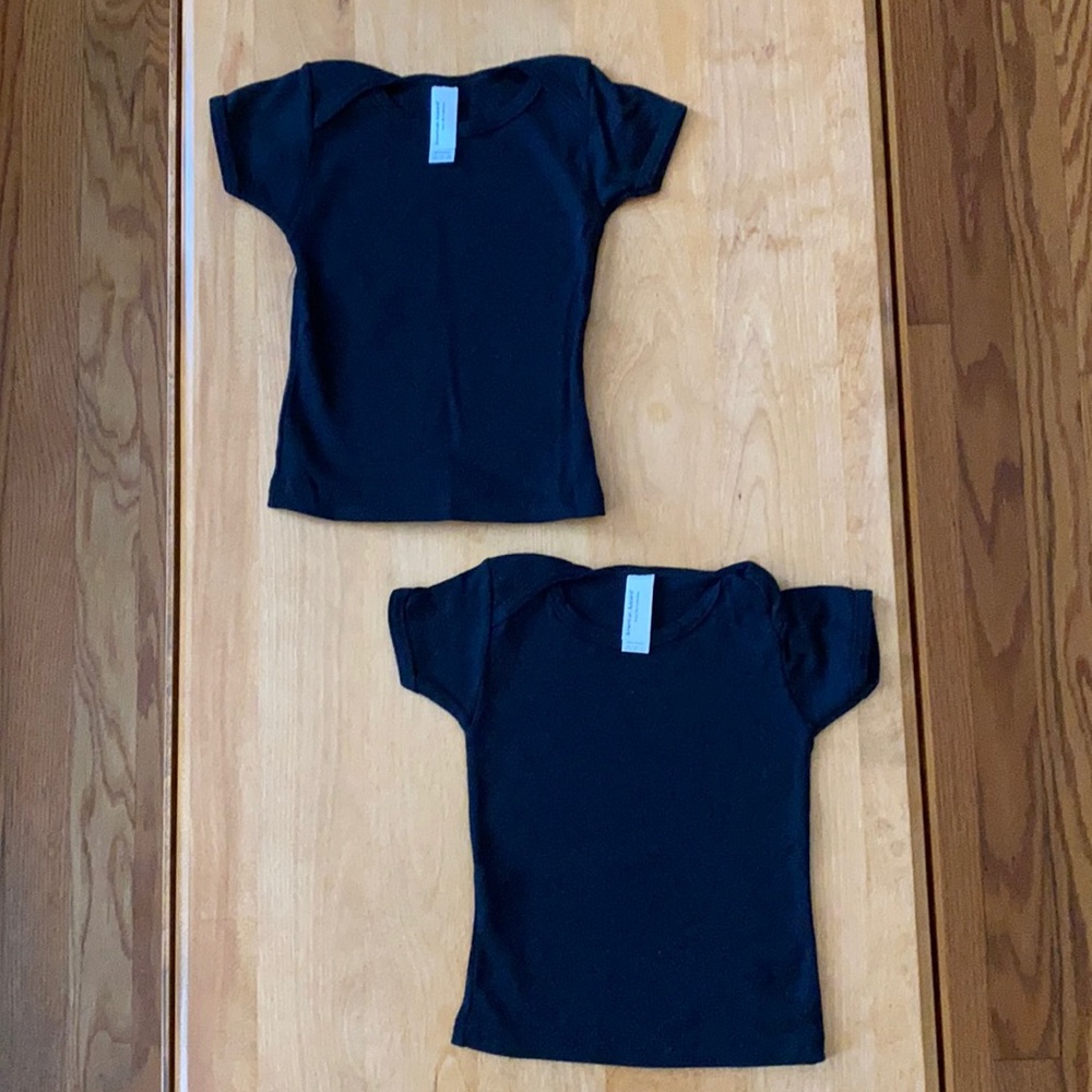 Pair of American Apparel Baby Rib Collection Black T-shirts size 3-6 months NWOT